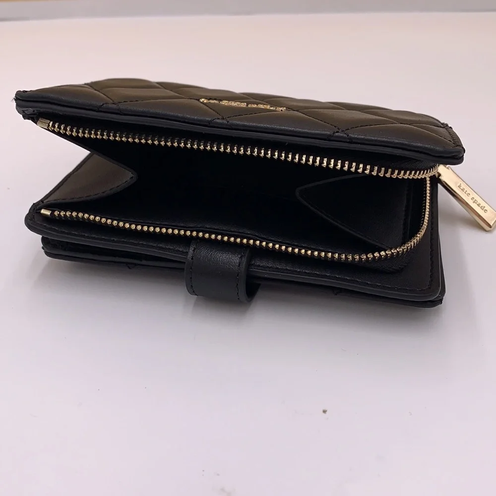 KATE SPADE Carey Medium Compact Bifold Wallet BLACK COLOR
